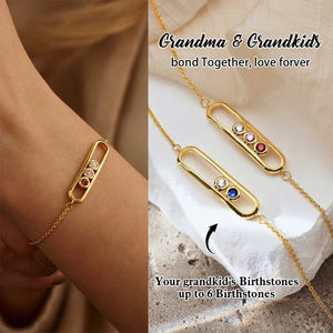 Personalized Grandma Mom 1-6 Family Birthstones Bracelet