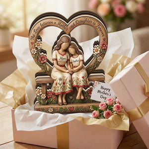 Personalized Mother Daughter Heart Wooden Plaque