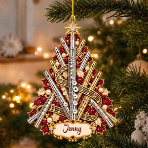 Personalized Flute Christmas Ornament, Custom Name Flutist Tree Decor, Gift For Flute Players