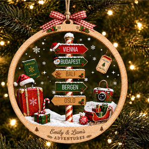 Personalized Adventure Travel Ornament, Family Or Couple Vacation Gift