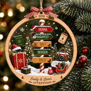 Personalized Adventure Travel Ornament, Family Or Couple Vacation Gift