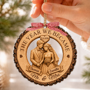 Personalized Couple Wedding Anniversary Ornament, First Christmas Gift For Newlyweds