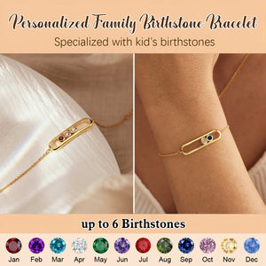 Personalized Grandma Mom 1-6 Family Birthstones Bracelet