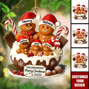 Gingerbread Family Holiday Delight Personalized Acrylic Ornament