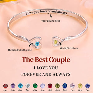 For Women - I Love You Forever And Always Personalized Birthstones Bracelet