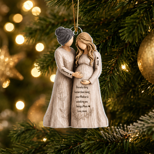 Personalized Pregnancy Announcement Ornament, Mom & Daughter Gift