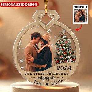Our First Christmas Since Engagement-Personalized Double Ornament-Upload Photo