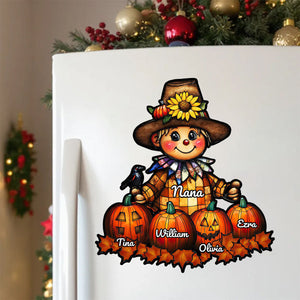 Grandma Fall - Personalized Grandma With Pumpkins Grandkids Decal