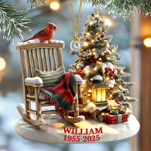 Personalized Cardinals & Rocking Chair Acrylic Memory Ornament