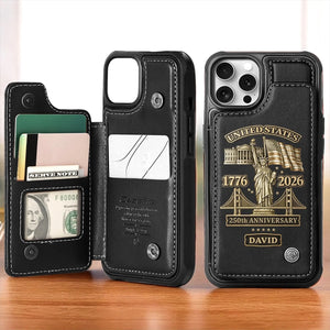 America 250 Anniversary - Personalized Leather Flip Wallet Phone Case