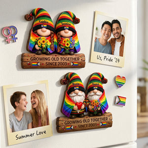 Growing Old Together β Personalized LGBTQ Couple Fridge Magnet
