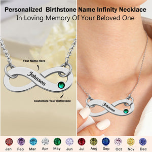 Personalized Birthstone Name Infinity Memorial Necklace