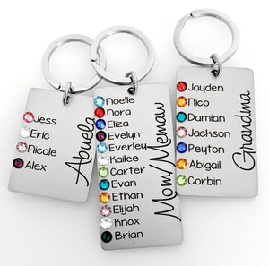 Personalized Grandma Mom 1-12 Family Birthstones Keychain For Christmas
