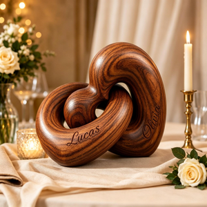 Personalized Wooden Heart Sculpture β Custom Couple Anniversary Gift β Interlocking Love Decor