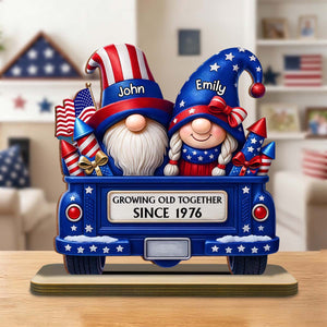Growing Old Together, Personalized American Couple Wood Plaque, Gift For Couples