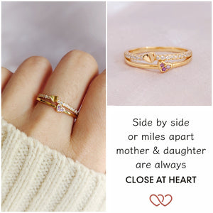 Mother & Daughter Love Heart Ring-Rings For Women