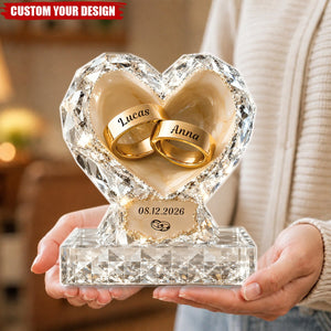 Personalized Heart Ring Couple Plaque, Gift For Engagement, Wedding, Anniversary