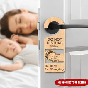 My Baby Is Sleeping Personalized Wooden Door Hanger