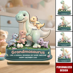 Personalized Dino Family Wooden Plaque-Mother's Day Gift For Mom, Wife