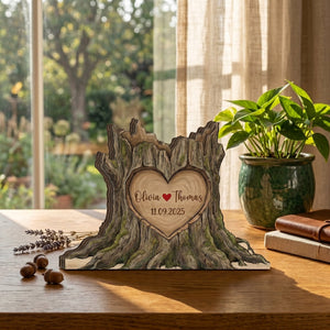 Personalized Couple Tree Stump Wooden Block