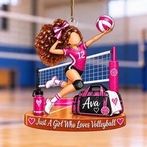 Personalized Volleyball Girl Ornament, Custom Name Player Christmas Gift