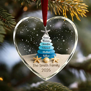 Custom Family Beach Ornament – Personalized Seashell Christmas Ornament With Names, Coastal Holiday Gift