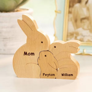Personalized Rabbit Family Wooden Puzzle