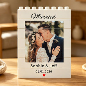 Personalized Couple Photo Building Block | Engagement, Married Gift