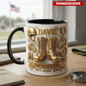 Personalized Military Boot Name Mug-Custom Gift For Active & Veteran Dad