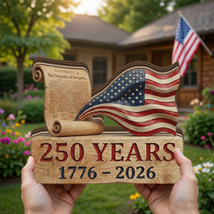 America 250th Anniversary Wooden Plaque, Declaration of Independence Gift