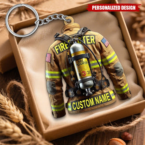 Personalized Custom Name Firefighter Uniform Keychain