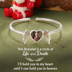 Personalized Angel Wings And Heart Bracelet, Memorial Gift-Upload Photo