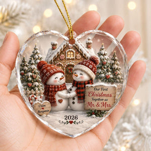Personalized First Christmas Mr And Mrs Snowman Ornament