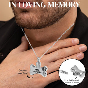 Personalized Memorial Pet Dog Bone Urn Necklace - Gift For Pet Lovers