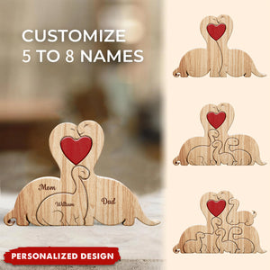 Personalized Dinosaur Wooden Jigsaw Puzzle-Father's Day Gift, Family Gift