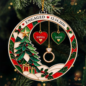 Personalized Couple Ornament, Engaged Newlywed Christmas Gift