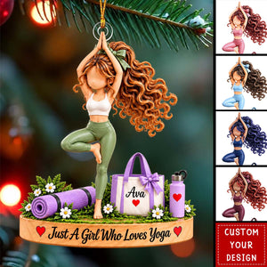 Personalized Yoga Girl Ornament, Yoga Lover Keepsake For Her