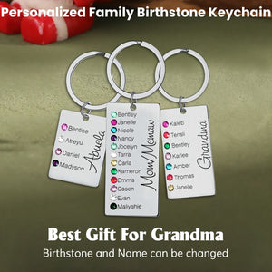 Personalized Grandma Mom 1-12 Family Birthstones Keychain For Christmas