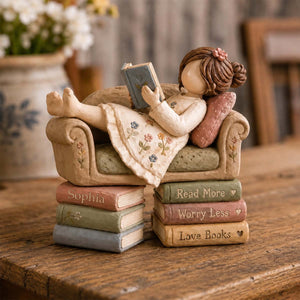 Personalized Book Lover Girl Wooden Plaque, Custom Name Reading Gift