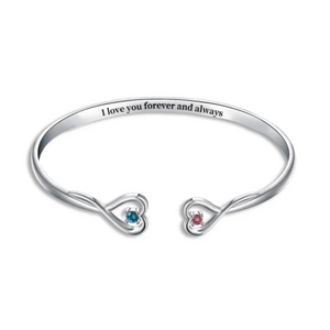 For Women - I Love You Forever And Always Personalized Birthstones Bracelet
