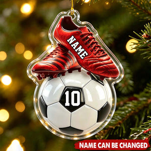 Personalized Soccer Player Ornament – Custom Name & Number Christmas Gift
