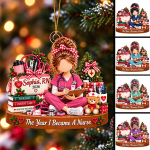 The Year I Became A Nurse -Custom Nurse Ornament,Graduation Gift,Christmas Gift for Healthcare Workers