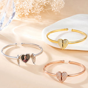 Personalized Angel Wings And Heart Bracelet, Memorial Gift-Upload Photo