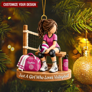Personalized Volleyball Girl Christmas Ornament - Custom Volleyball Player Gift