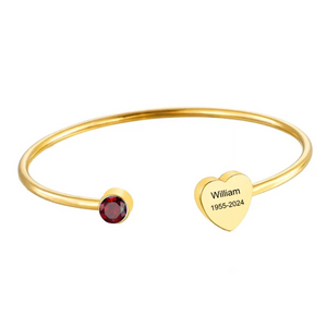 Personalised Heart Bracelet With Birthstone and Name