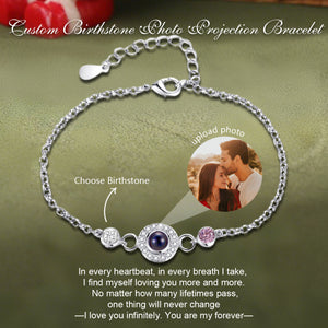 Customized Birthstone Photo Projection Bracelet, Gift for Your Loved One
