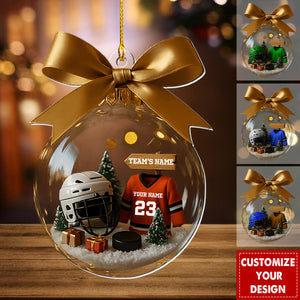 Personalized Hockey Transparent Ornament-Gift For Hockey Lovers