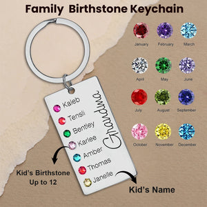 Personalized Grandma Mom 1-12 Family Birthstones Keychain For Christmas