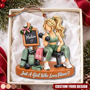 Personalized Fitness Girl Ornament, Workout Keepsake For Active Women