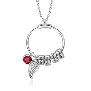 Personalized Grandma Mom 1-8 Family Birthstones Name Charm Necklace